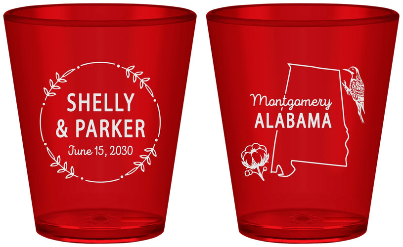 Custom Wedding Plastic Shot Glasses - Alabama | 150