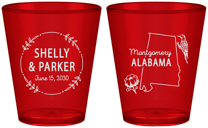 Custom Wedding Plastic Shot Glasses - Alabama | 150