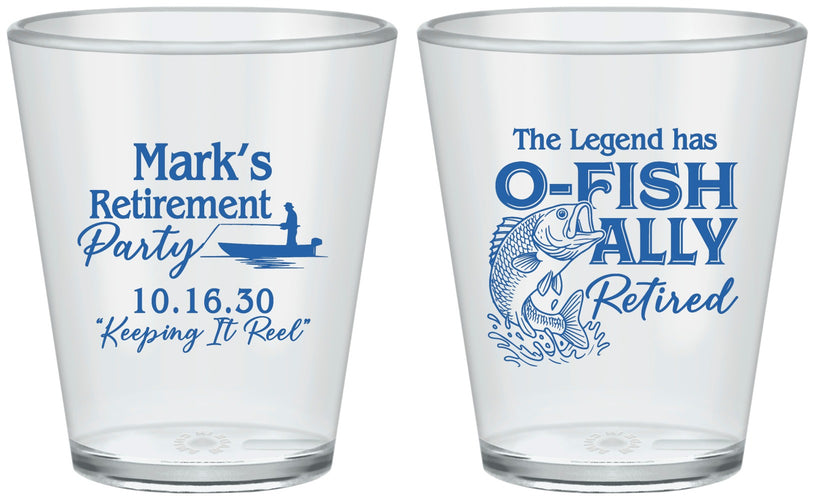 Custom Retirement Plastic Shot Glasses - Ofishally Retired | 150008