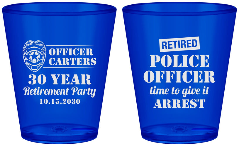 Custom Retirement Plastic Shot Glasses - Police Officer | 150010