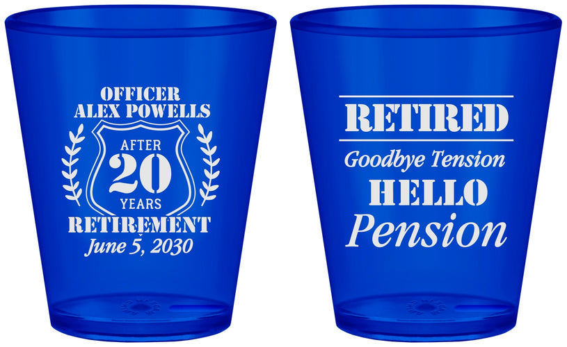Custom Retirement Plastic Shot Glasses - Police Officer | 150011
