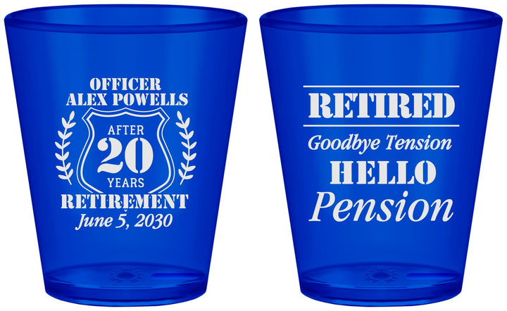 Custom Retirement Plastic Shot Glasses - Police Officer | 150011