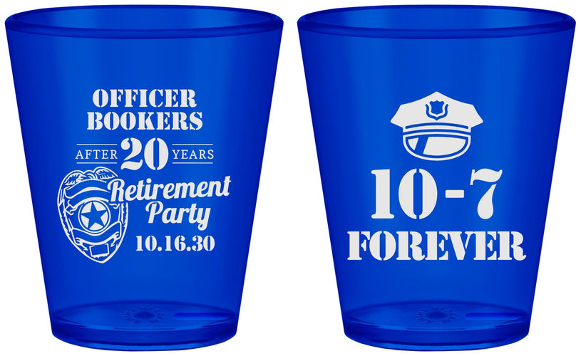 Custom Retirement Plastic Shot Glasses - Police Officer | 150012