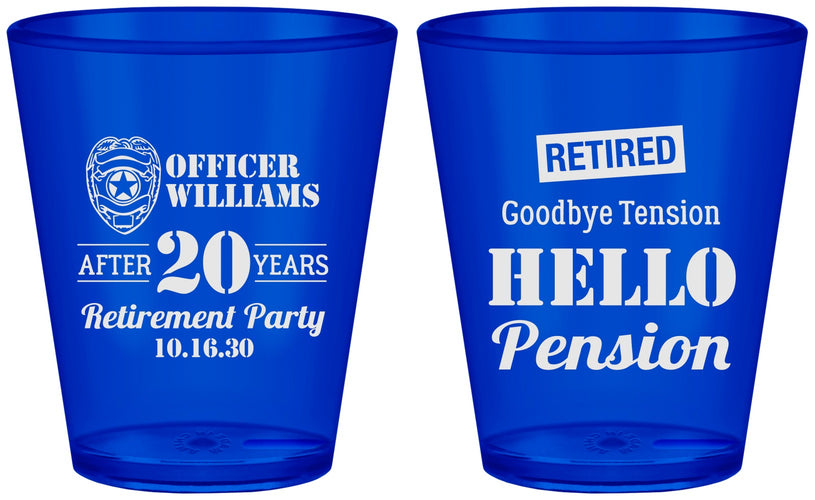 Custom Retirement Plastic Shot Glasses - Police Officer | 150013