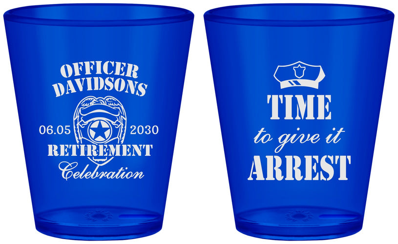 Custom Retirement Plastic Shot Glasses - Police Officer | 150014