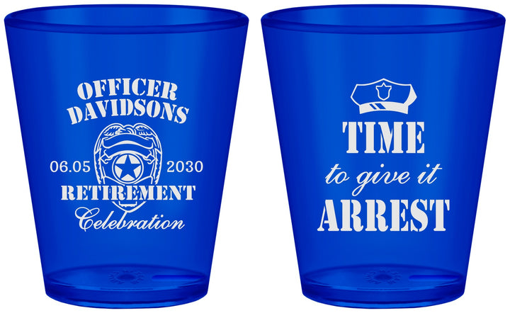Custom Retirement Plastic Shot Glasses - Police Officer | 150014