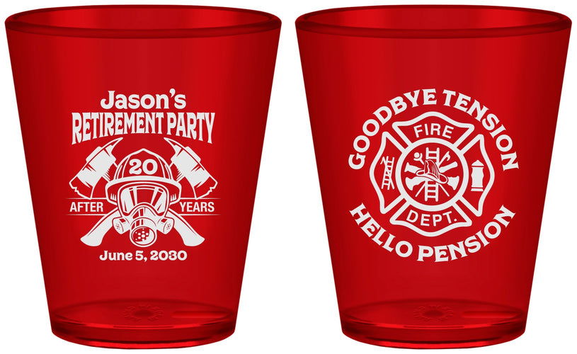 Custom Retirement Plastic Shot Glasses - Firefighter | 150015