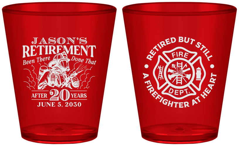 Custom Retirement Plastic Shot Glasses - Firefighter | 150016