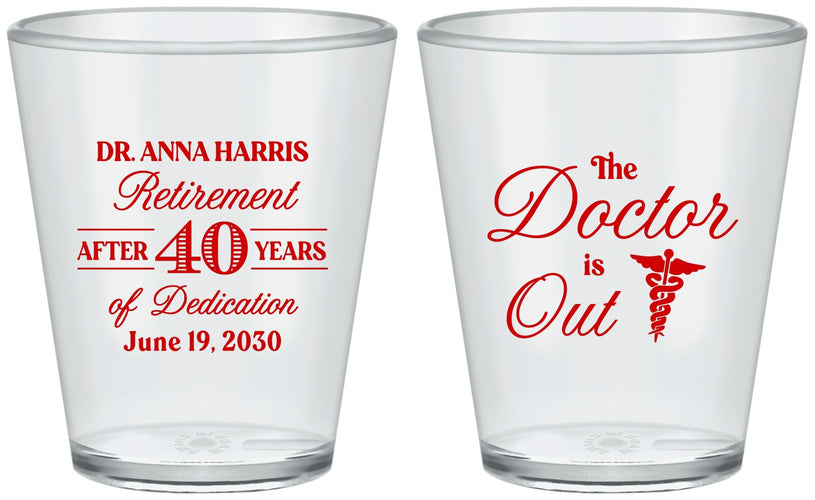 Custom Retirement Plastic Shot Glasses - Doctor | 150017