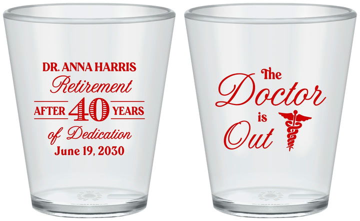 Custom Retirement Plastic Shot Glasses - Doctor | 150017