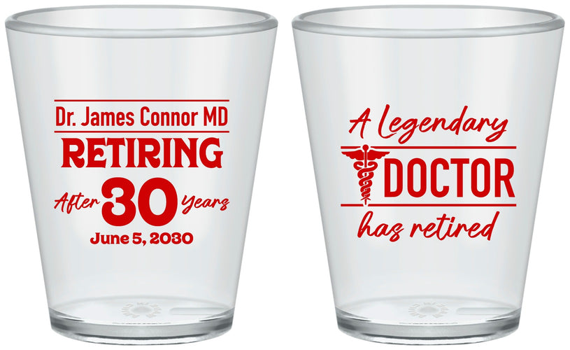 Custom Retirement Plastic Shot Glasses - Doctor | 150018