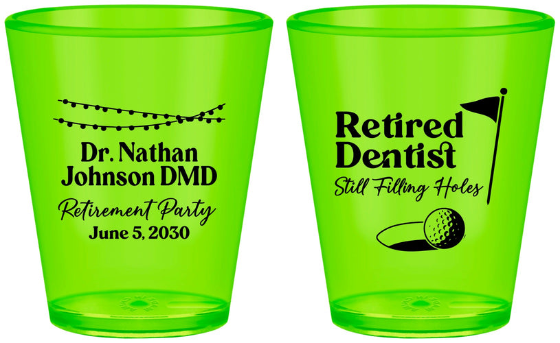 Custom Retirement Plastic Shot Glasses - Dentist | 150019