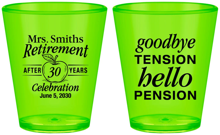 Custom Retirement Plastic Shot Glasses - Teacher | 150020