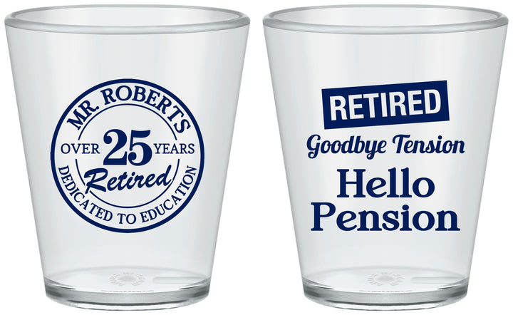 Custom Retirement Plastic Shot Glasses - Teacher | 150024