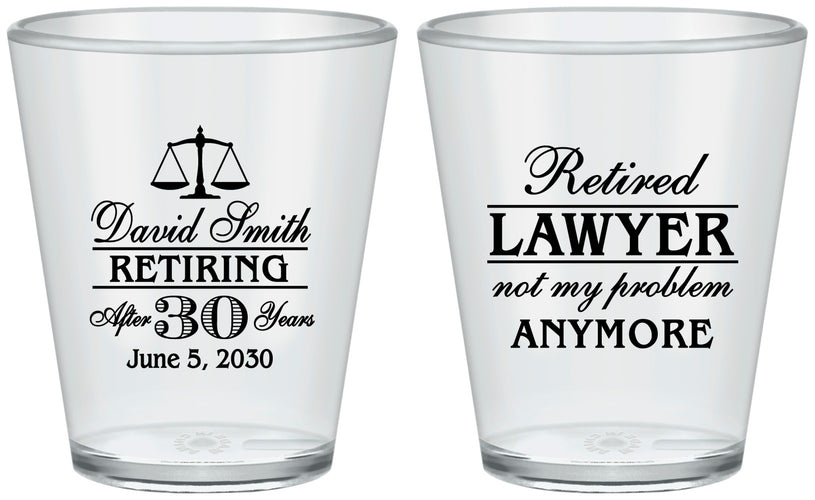 Custom Retirement Plastic Shot Glasses - Lawyer | 150025