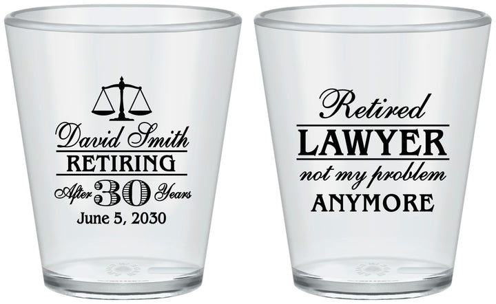 Custom Retirement Plastic Shot Glasses - Lawyer | 150025