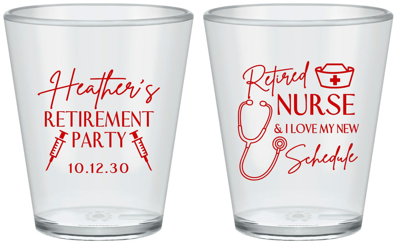 Custom Retirement Plastic Shot Glasses - Nurse | 150028