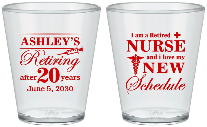 Custom Retirement Plastic Shot Glasses - Nurse | 150029