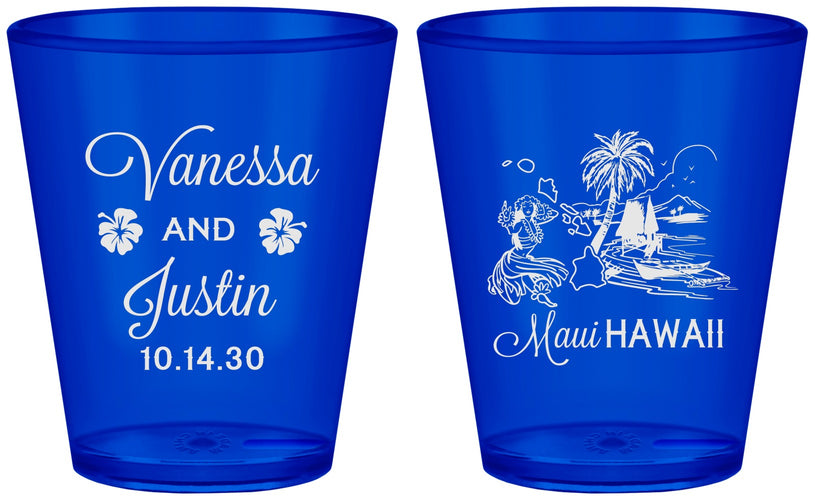 Custom Wedding Plastic Shot Glasses - Hawaii | 160