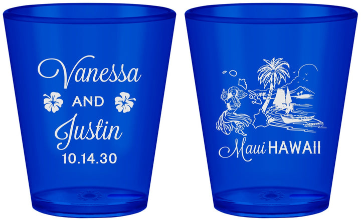 Custom Wedding Plastic Shot Glasses - Hawaii | 160