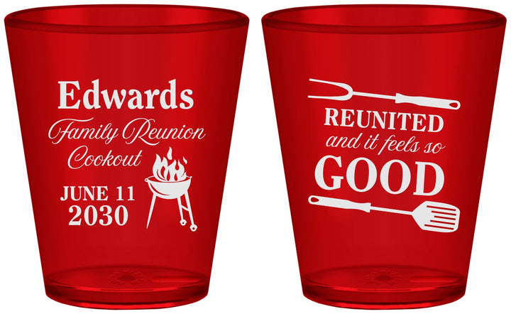 Custom Family Reunion Plastic Shot Glasses - Bbq Reunited | 160001