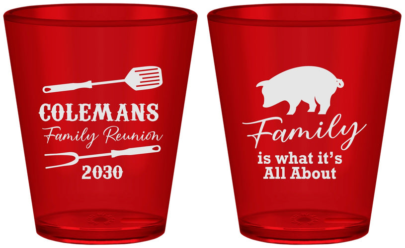 Custom Family Reunion Plastic Shot Glasses - Bbq Barbeque | 160002