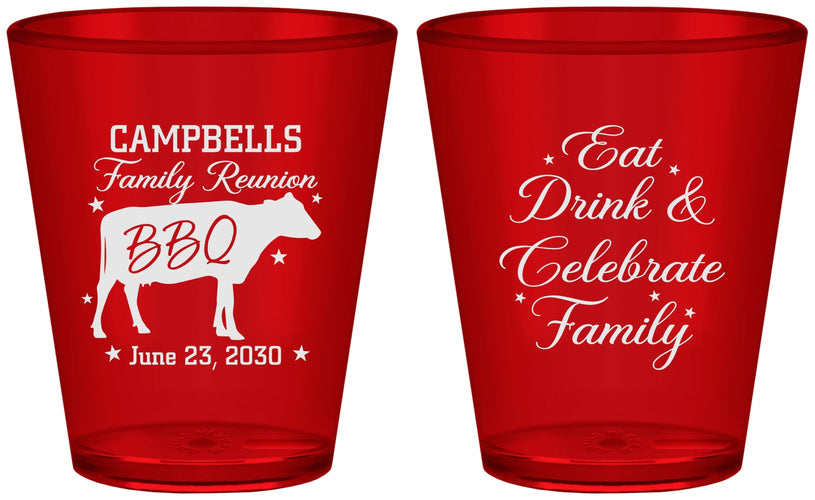 Custom Family Reunion Plastic Shot Glasses - Bbq Eat Drink | 160004