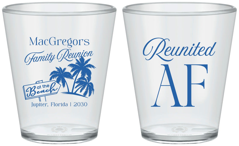 Custom Family Reunion Plastic Shot Glasses - Beach Reunited Af | 160012
