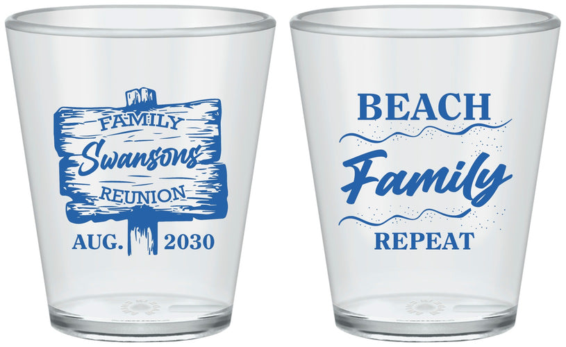 Custom Family Reunion Plastic Shot Glasses - Beach Family Repeat | 160013