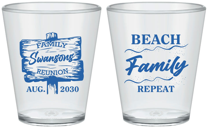 Custom Family Reunion Plastic Shot Glasses - Beach Family Repeat | 160013