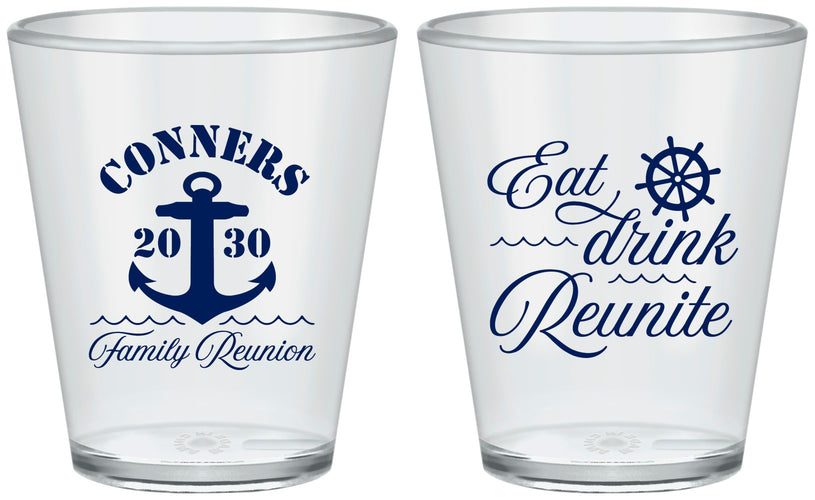 Custom Family Reunion Plastic Shot Glasses - Cruise Anchor | 160028