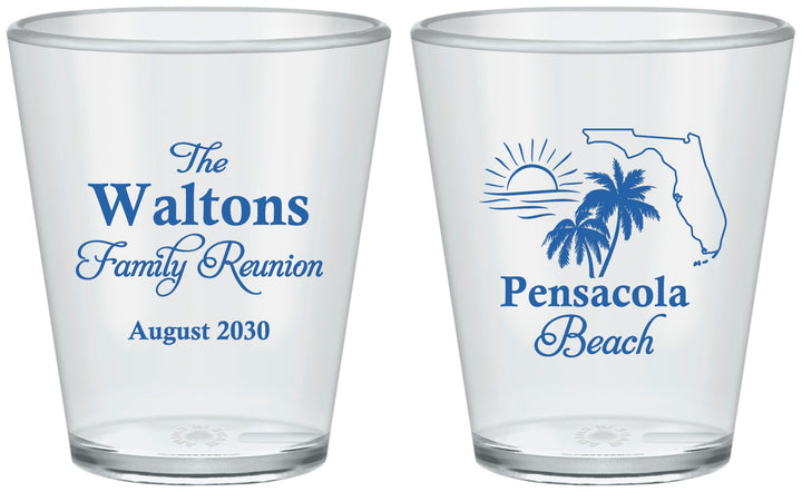 Custom Family Reunion Plastic Shot Glasses - Florida Beach | 160036
