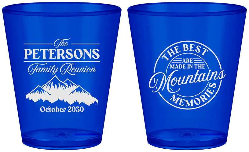 Custom Family Reunion Plastic Shot Glasses - Mountains | 160043