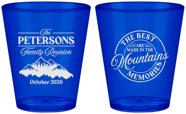 Custom Family Reunion Plastic Shot Glasses - Mountains | 160043