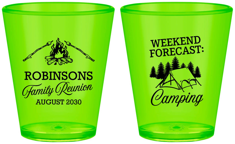 Custom Family Reunion Plastic Shot Glasses - Camping | 160044