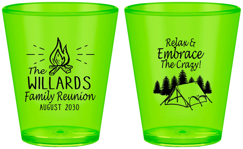 Custom Family Reunion Plastic Shot Glasses - Camping | 160045