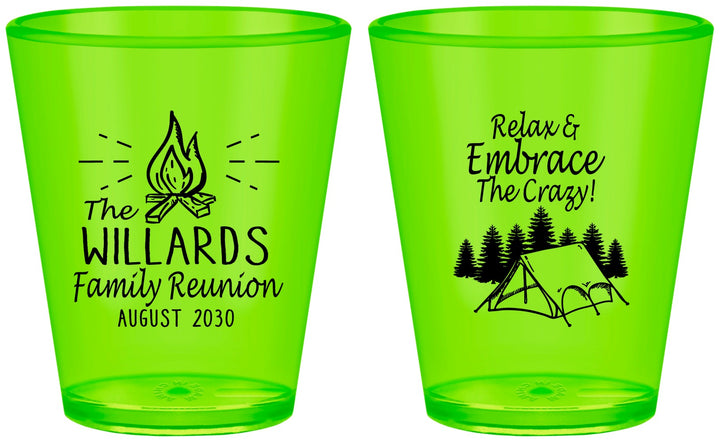 Custom Family Reunion Plastic Shot Glasses - Camping | 160045