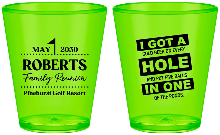 Custom Family Reunion Plastic Shot Glasses - Golf | 160049