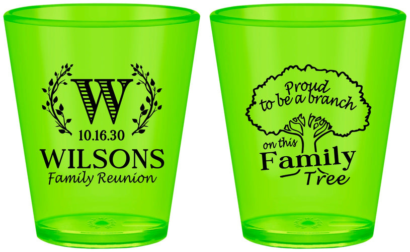 Custom Family Reunion Plastic Shot Glasses - Monogram Tree | 160056