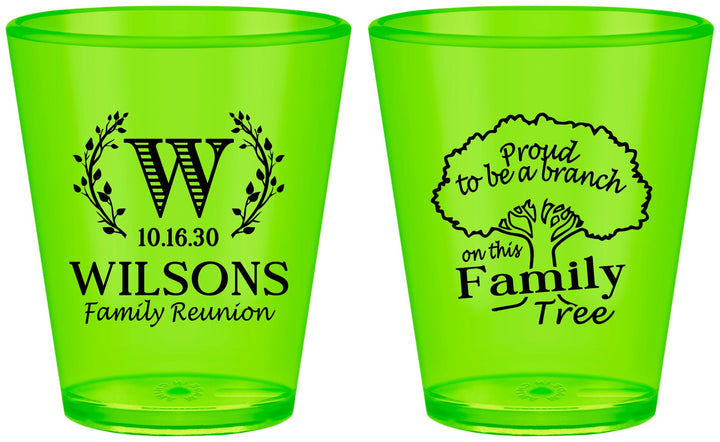 Custom Family Reunion Plastic Shot Glasses - Monogram Tree | 160056