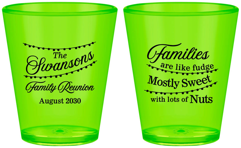 Custom Family Reunion Plastic Shot Glasses - String Lights | 160059