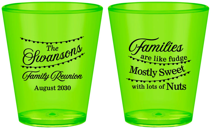 Custom Family Reunion Plastic Shot Glasses - String Lights | 160059