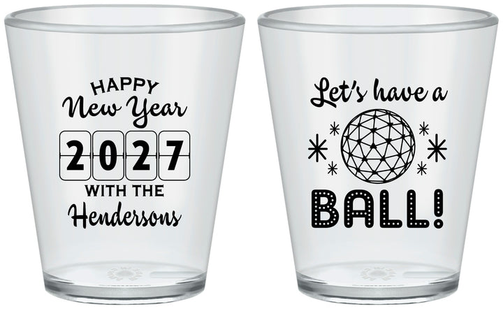 Custom New Years Plastic Shot Glasses - 2027 Lets Have A Ball | 170001