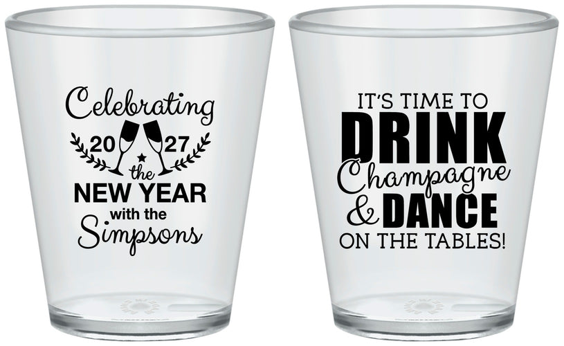 Custom New Years Plastic Shot Glasses - 2027 Drink Dance | 170002