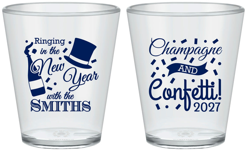 Custom New Years Plastic Shot Glasses - 2027 Confetti | 170003
