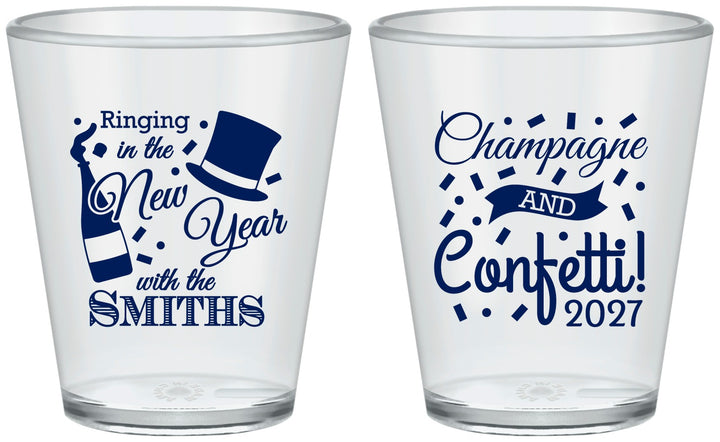 Custom New Years Plastic Shot Glasses - 2027 Confetti | 170003