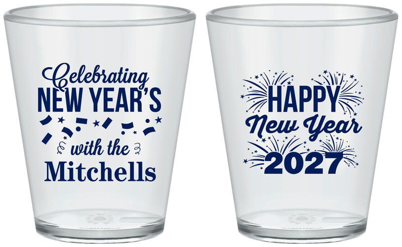 Custom New Years Plastic Shot Glasses - 2027 Nye Confetti | 170015