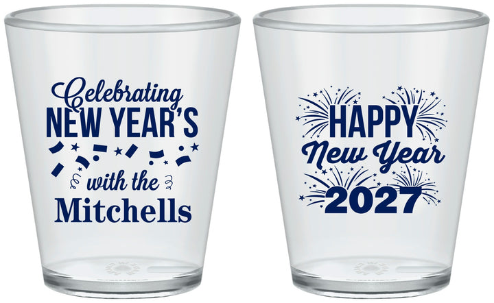 Custom New Years Plastic Shot Glasses - 2027 Nye Confetti | 170015