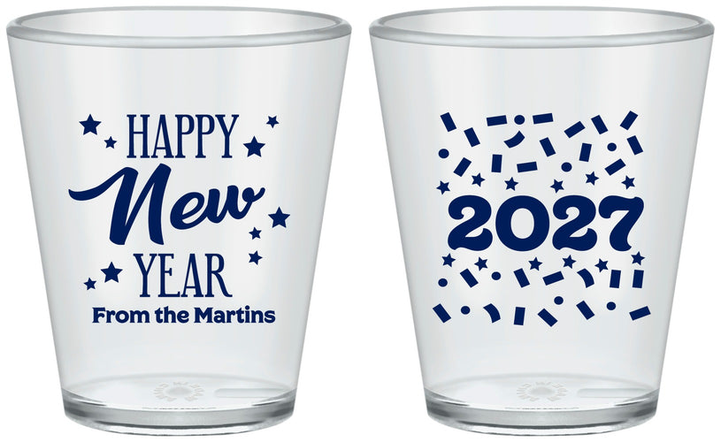 Custom New Years Plastic Shot Glasses - 2027 Confetti | 170027