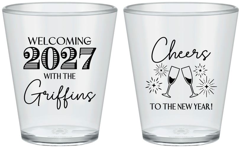Custom New Years Plastic Shot Glasses - 2027 Cheers | 170029